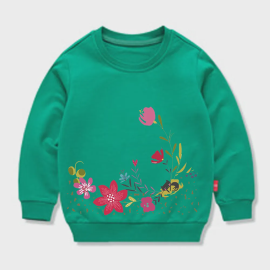 【12M-11Y】Adorable Floral Print Sweatshirt For Kids