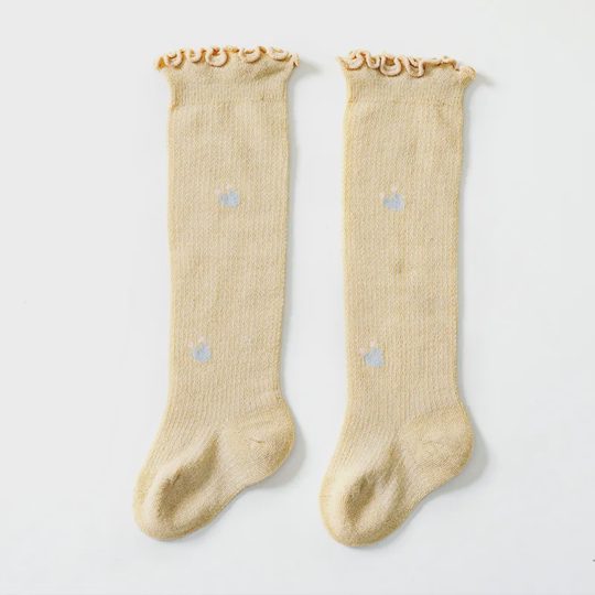 【0M-3Y】Baby Girl Multicolor Floral Mid-calf Cotton Socks