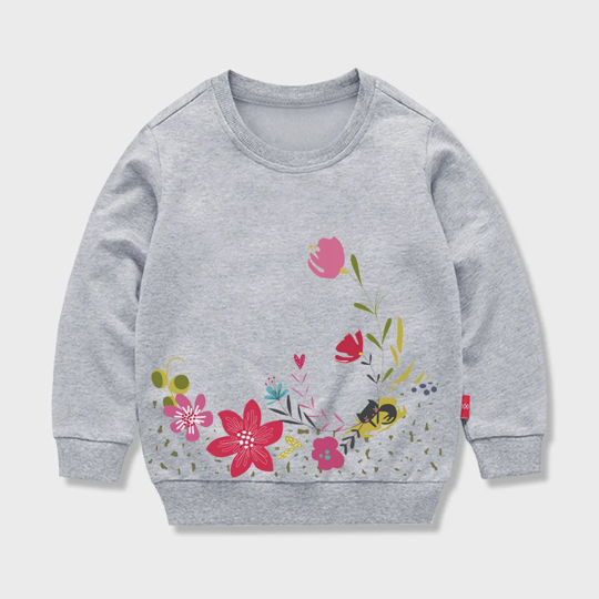 【12M-11Y】Adorable Floral Print Sweatshirt For Kids