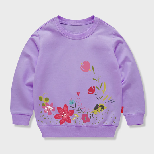 【12M-11Y】Adorable Floral Print Sweatshirt For Kids