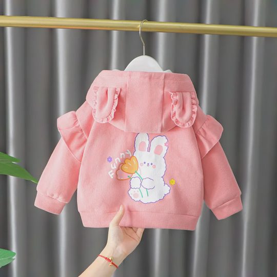【12M-4Y】Girls Cute Bunny Hooded Trendy Jacket