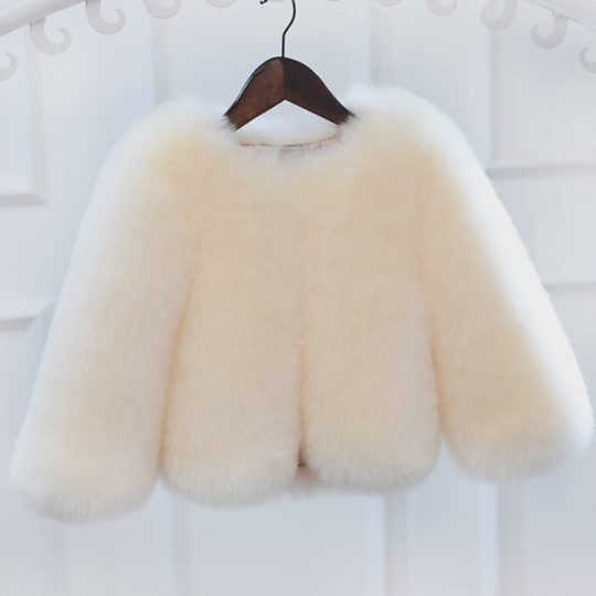 【12M-10Y】Girls Multicolor Thick Faux Fur Coat - 31170