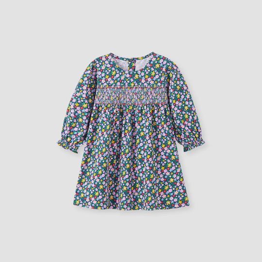 【18M-7Y】Girls Cotton Floral Print Long Sleeve Dress
