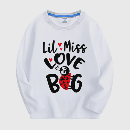 【18M-11Y】Adorable Long Sleeve Tee With "LITTLE LOVE BUG" Print