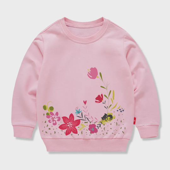 【12M-11Y】Adorable Floral Print Sweatshirt For Kids