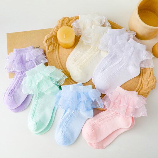 【1Y-12Y】Girls Cute Lace Ruffle Cotton Socks
