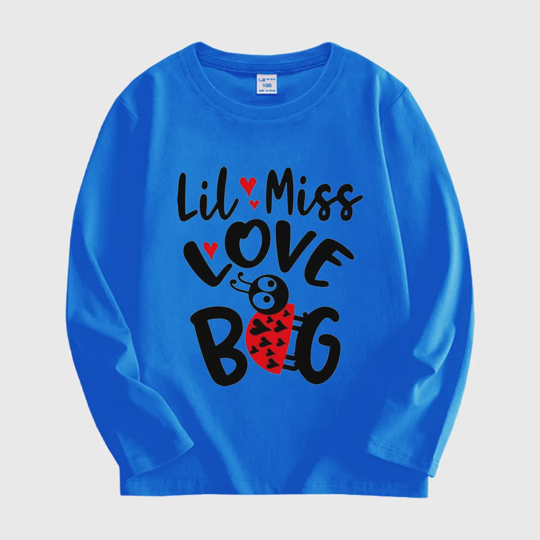 【18M-11Y】Adorable Long Sleeve Tee With "LITTLE LOVE BUG" Print