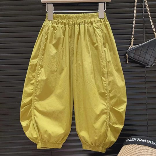 【18M-8Y】Girl Casual Fashion Solid Color Loose Cargo Pants - 016