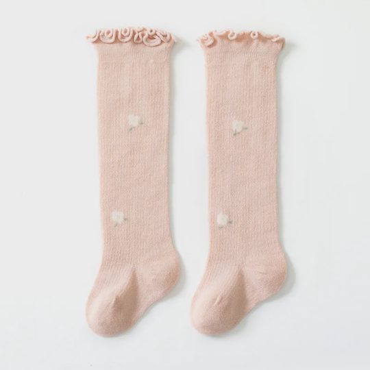 【0M-3Y】Baby Girl Multicolor Floral Mid-calf Cotton Socks