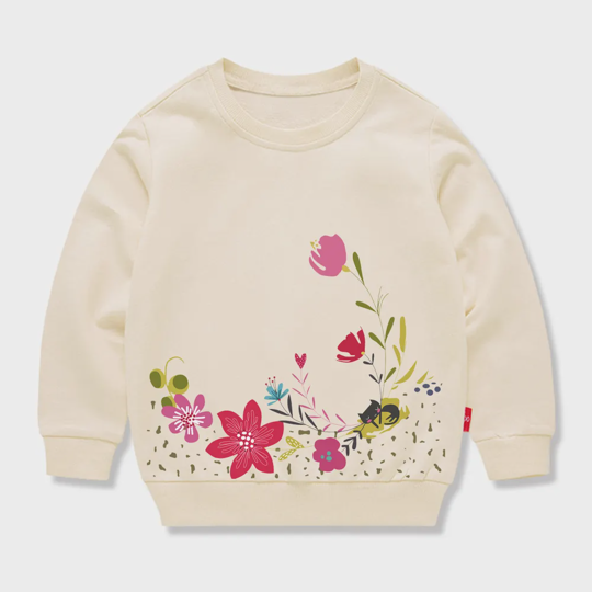 【12M-11Y】Adorable Floral Print Sweatshirt For Kids