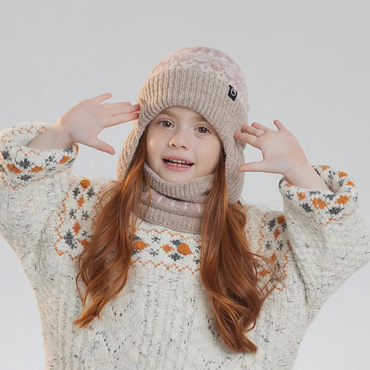 Unisex Warm Knitted Pullover Hat & Neck Warmer Set