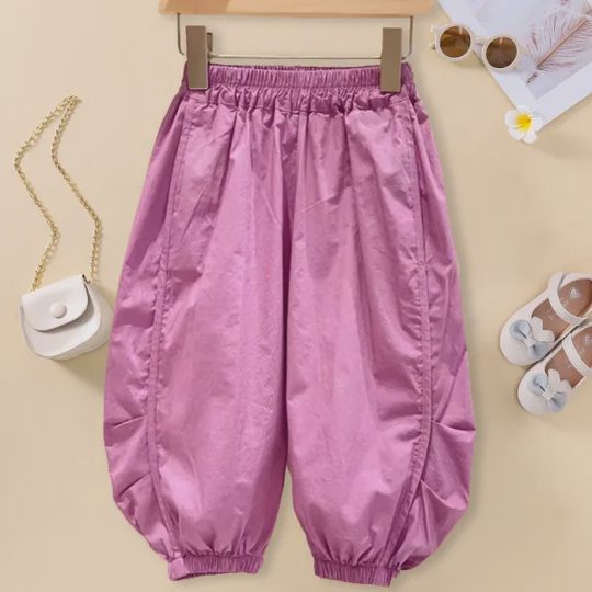【18M-8Y】Girl Casual Fashion Solid Color Loose Cargo Pants - 016