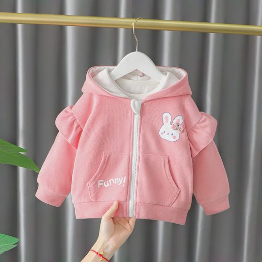 【12M-4Y】Girls Cute Bunny Hooded Trendy Jacket