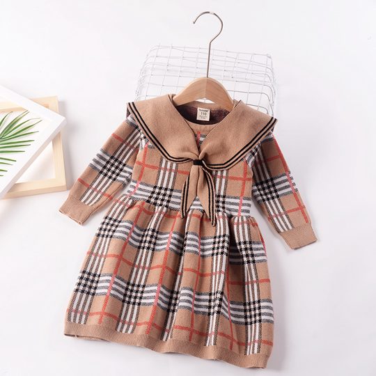 【2Y-8Y】Girls Cute Preppy Style Knit Cape-Collar Sweater Dress