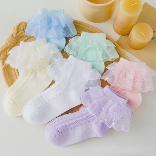 【1Y-12Y】Girls Cute Lace Ruffle Cotton Socks