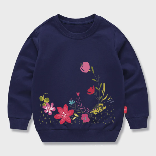 【12M-11Y】Adorable Floral Print Sweatshirt For Kids