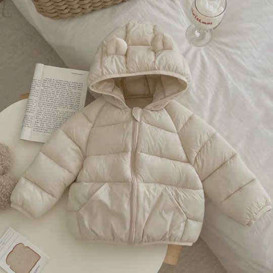 【12M-5Y】Unisex Lightweight Short Hooded Cotton Jacket