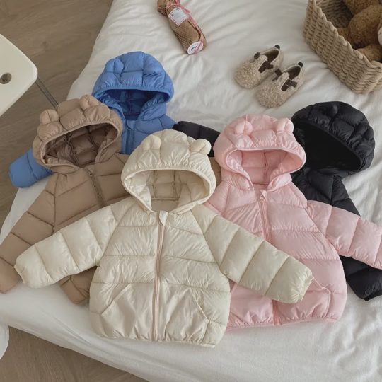 【12M-5Y】Unisex Lightweight Short Hooded Cotton Jacket
