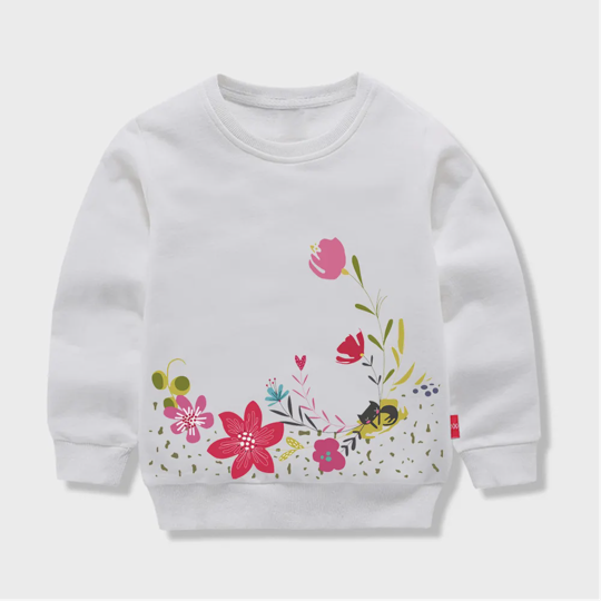 【12M-11Y】Adorable Floral Print Sweatshirt For Kids