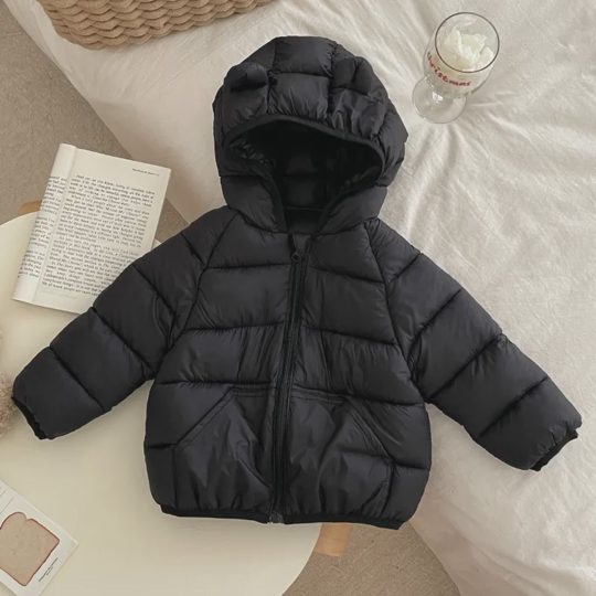 【12M-5Y】Unisex Lightweight Short Hooded Cotton Jacket