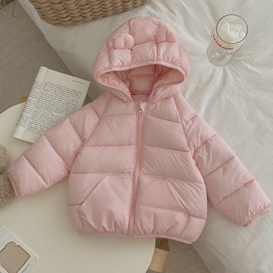 【12M-5Y】Unisex Lightweight Short Hooded Cotton Jacket