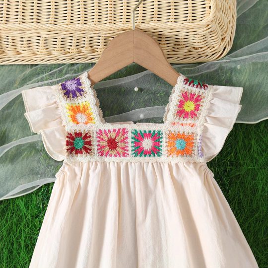 【3M-3Y】Girls' Cap Sleeve Flared Lace Jumpsuit