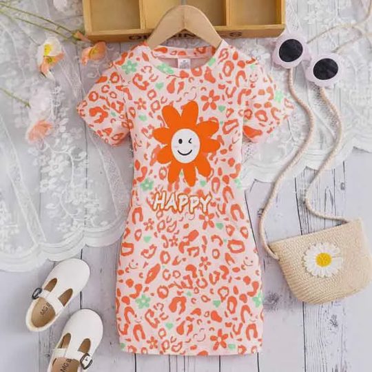 【3Y-8Y】Young Girls Vacation Dress, Cool And Comfortable, Comfortable And Versatile, Suitable For School, Home, Vacation