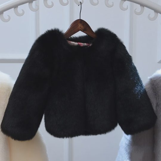 【12M-10Y】Girls Multicolor Thick Faux Fur Coat - 31170