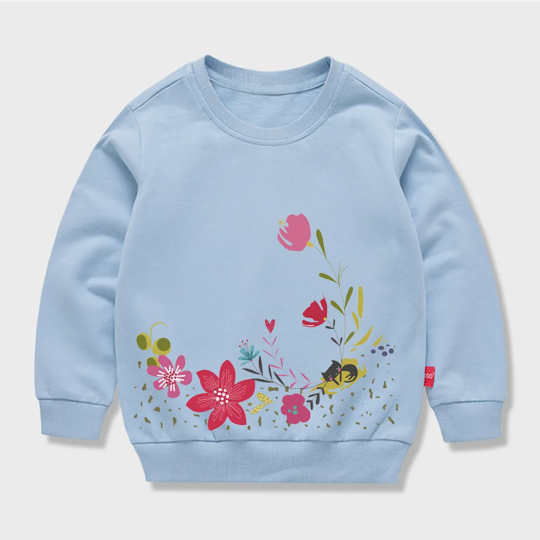 【12M-11Y】Adorable Floral Print Sweatshirt For Kids