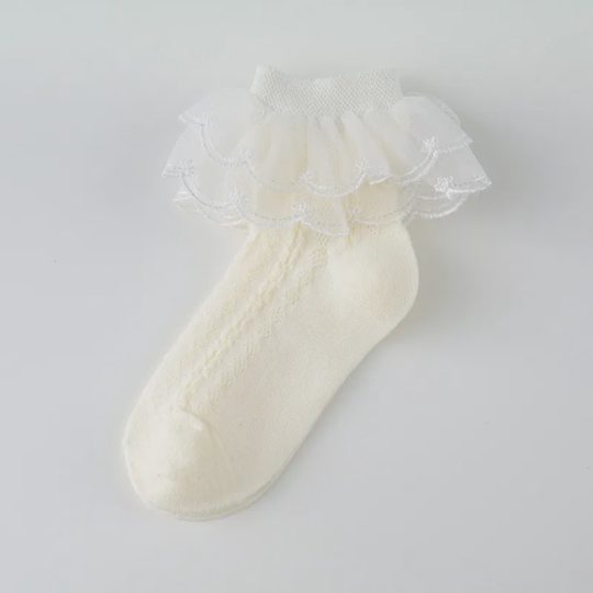 【1Y-12Y】Girls Cute Lace Ruffle Cotton Socks