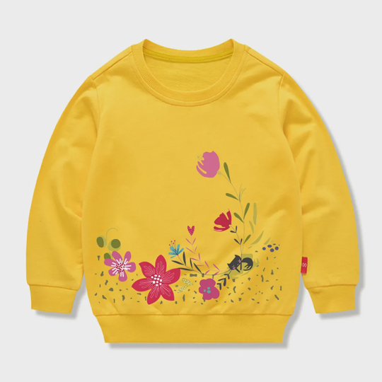【12M-11Y】Adorable Floral Print Sweatshirt For Kids