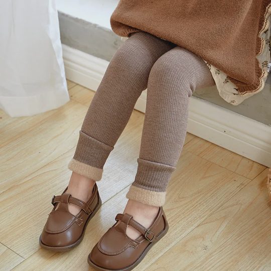 【1Y-14Y】Girls' Fleece-Lined Thick Warm Leggings