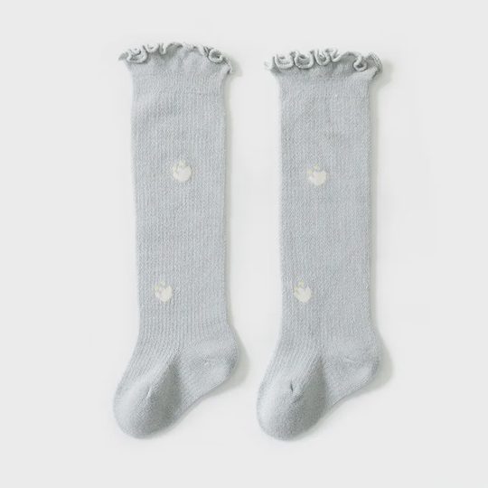 【0M-3Y】Baby Girl Multicolor Floral Mid-calf Cotton Socks
