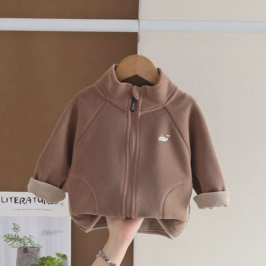 【18M-6Y】Unisex Casual Cartoon Fleece-Lined Long Sleeve Jacket