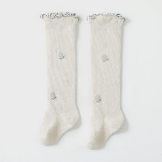 【0M-3Y】Baby Girl Multicolor Floral Mid-calf Cotton Socks