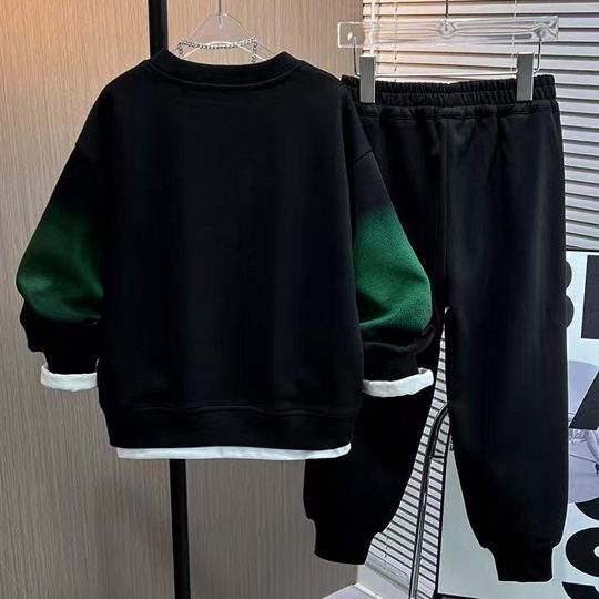 【4Y-10Y】Boys Gradient Sweatshirt Sporty Cool Two-piece Set